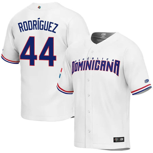 Julio Rodríguez Dominican Baseball Seattle Mariners World Baseball Classic Jersey – White baseball jersey product view 1