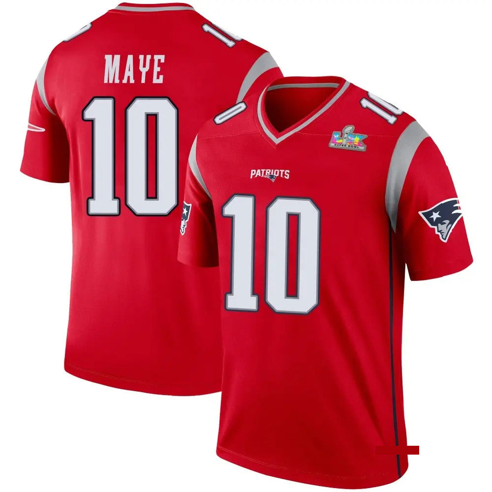 Drake Maye New England Patriots Super Bowl LX Patch Alternate Jersey - Red football jersey product view 1