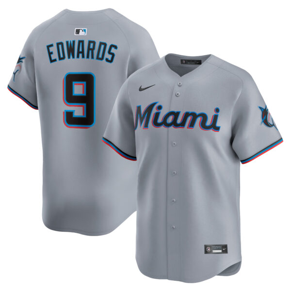 Xavier Edwards Miami Marlins Road Limited Jersey - Gray baseball jersey product view 1