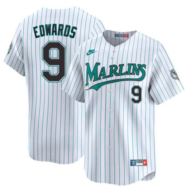 Xavier Edwards Miami Marlins Cooperstown Limited Jersey - White baseball jersey product view 1