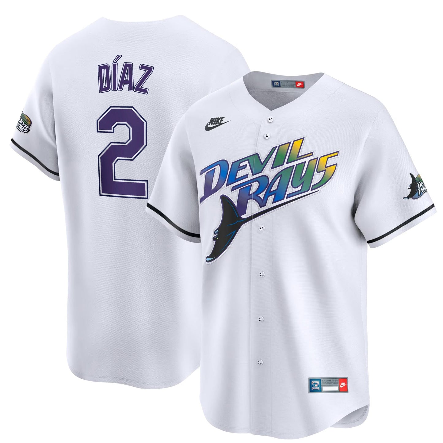 Yandy Diaz Tampa Bay Rays Cooperstown Collection Jersey - White baseball jersey product view 1