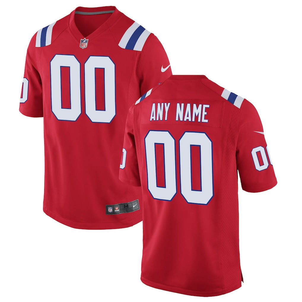 Custom New England Patriots Alternate Jersey - Red football jersey product view 1